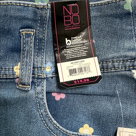NOBO Blue Jeans with Multicolor Floral Design - Picture 2 of 2